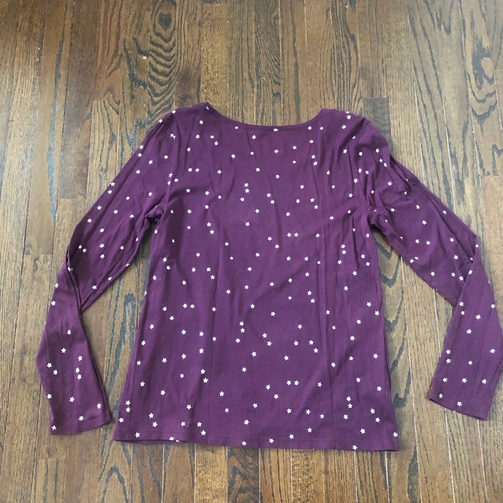 LOFT Women’s L Dark Maroon Silver Stars Long-Sleeved Boat Neck Tee - VGUC! - Picture 6 of 8
